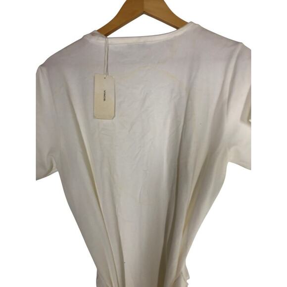 Vince Tie Waist T Shirt Dress Short Sleeve Cotton Mini Optic White NWT Medium - Picture 5 of 11